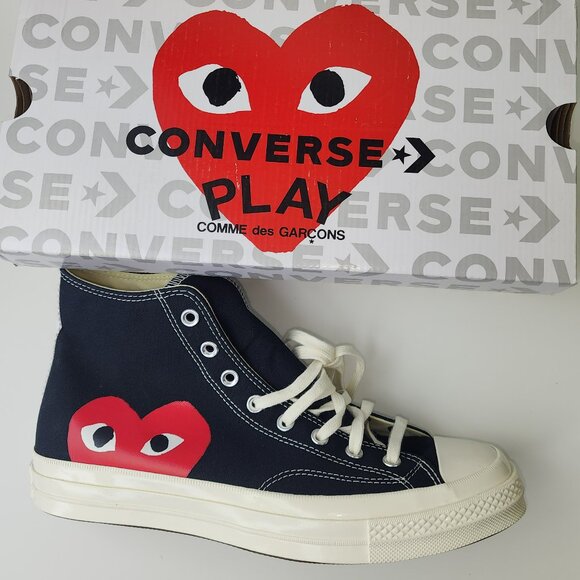New Converse Comme des Garcons Play Black Hi Top Shoes (11 US) - Picture 1 of 5